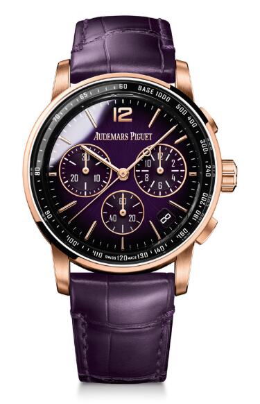 Review Audemars Piguet CODE 11.59 Chronograph Selfwinding Pink Gold Purple Replica 26393OR.OO.A616CR.01 watch - Click Image to Close